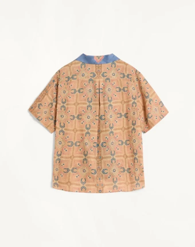 Camisa de lino con estampado Voyage Imaginaire