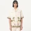 Camisa de lona de algodón con bordado floral Camisa de lona de algodón con bordado floral