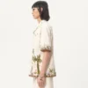 Camisa de lona de algodón con bordado floral Camisa de lona de algodón con bordado floral