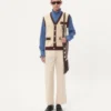 Camisa de popelín de algodón con plastrón y volantes Camisa de popelín de algodón con plastrón y volantes