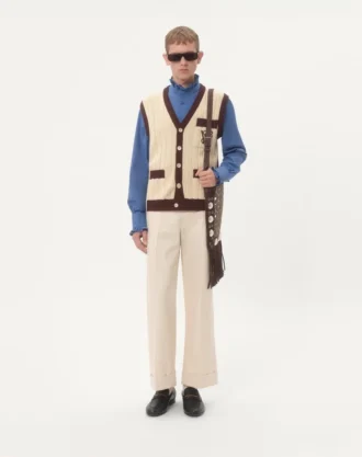 Camisa de popelín de algodón con plastrón y volantes