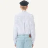 Camisa de popelín de algodón Valentino con cuello bufanda y bordado VLogo Camisa de popelín de algodón Valentino con cuello bufanda y bordado VLogo