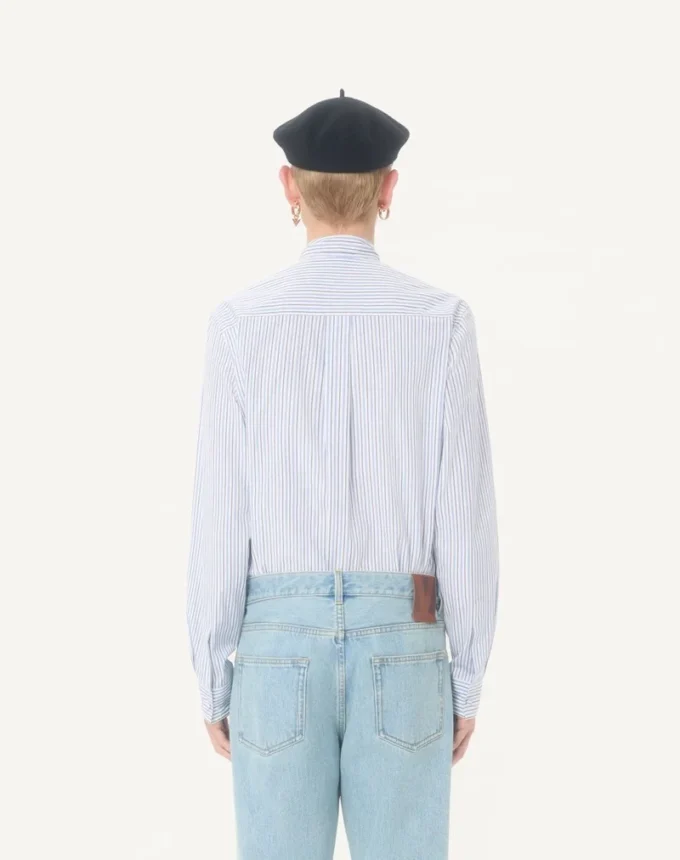 Camisa de popelín de algodón Valentino con cuello bufanda y bordado VLogo Camisa de popelín de algodón Valentino con cuello bufanda y bordado VLogo