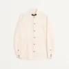 Camisa de shantung de seda con botones de madera Camisa de shantung de seda con botones de madera