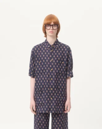Camisa ligera de lino con estampado Voyage Imaginaire
