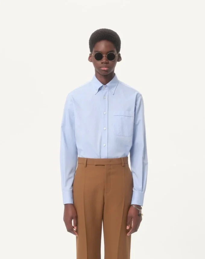 Camisa Oxford de algodón con bordado Vlogo Camisa Oxford de algodón con bordado Vlogo