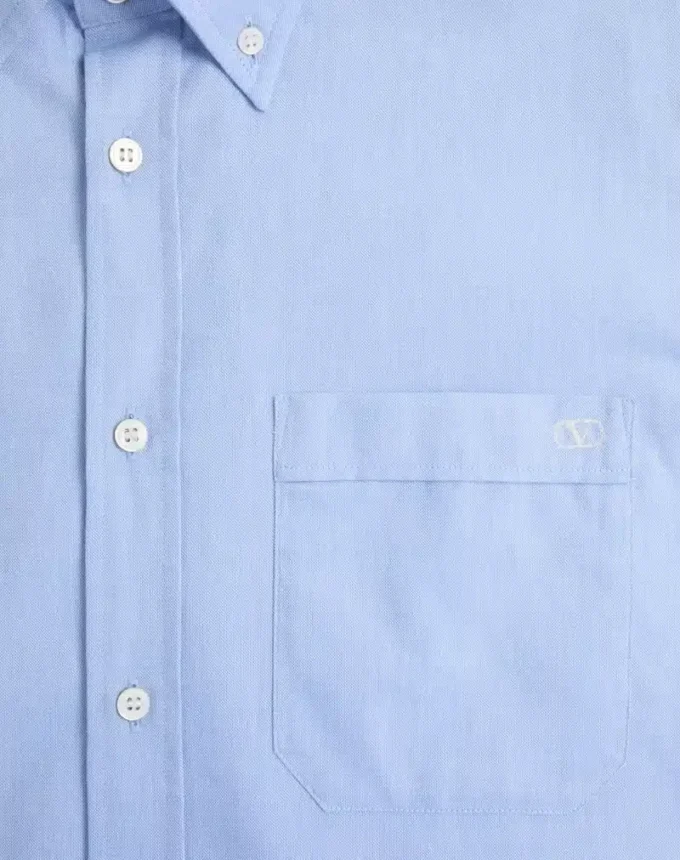 Camisa Oxford de algodón con bordado Vlogo Camisa Oxford de algodón con bordado Vlogo