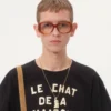 Camiseta de algodón con estampado Le Chat De La Maison Camiseta de algodón con estampado Le Chat De La Maison