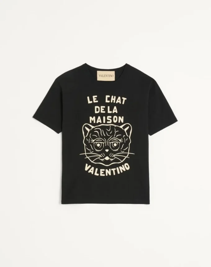 Camiseta de algodón con estampado Le Chat De La Maison Camiseta de algodón con estampado Le Chat De La Maison