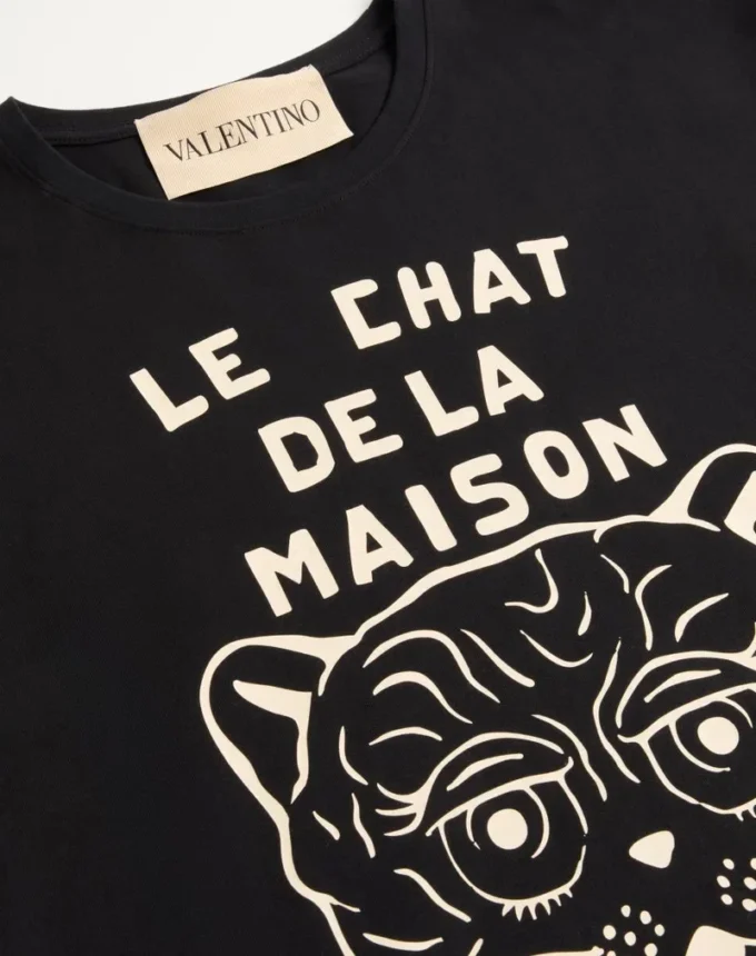 Camiseta de algodón con estampado Le Chat De La Maison Camiseta de algodón con estampado Le Chat De La Maison