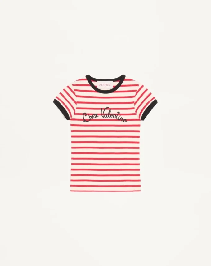 Camiseta de algodón jersey a rayas Camiseta de algodón jersey a rayas