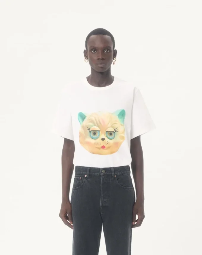 Camiseta de algodón Valentino con estampado Le Chat De La Maison Camiseta de algodón Valentino con estampado Le Chat De La Maison