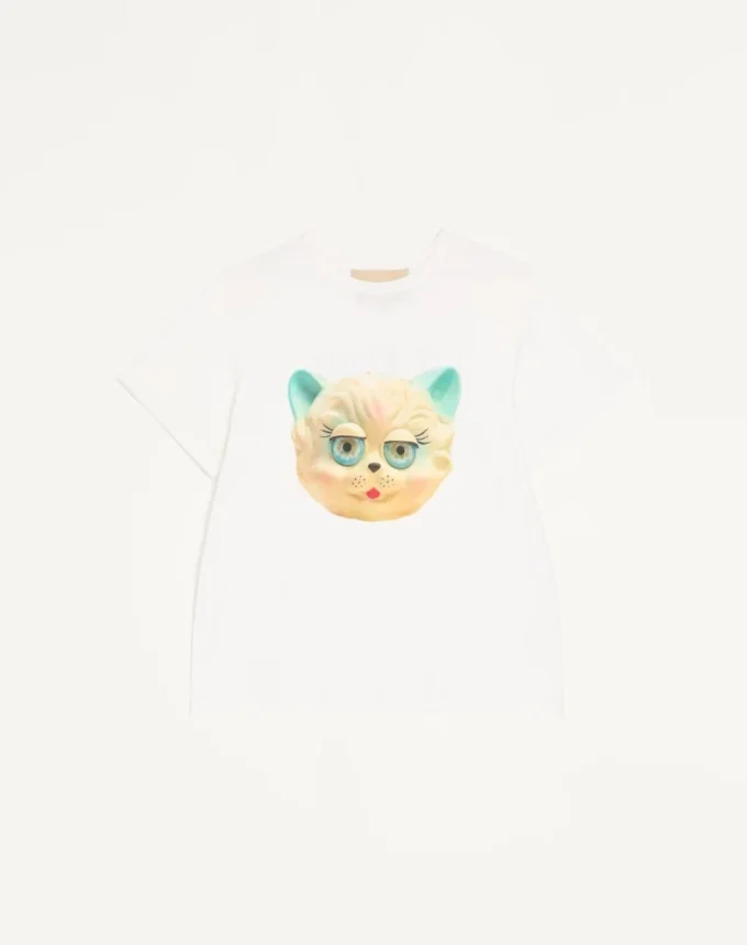 Camiseta de algodón Valentino con estampado Le Chat De La Maison Camiseta de algodón Valentino con estampado Le Chat De La Maison