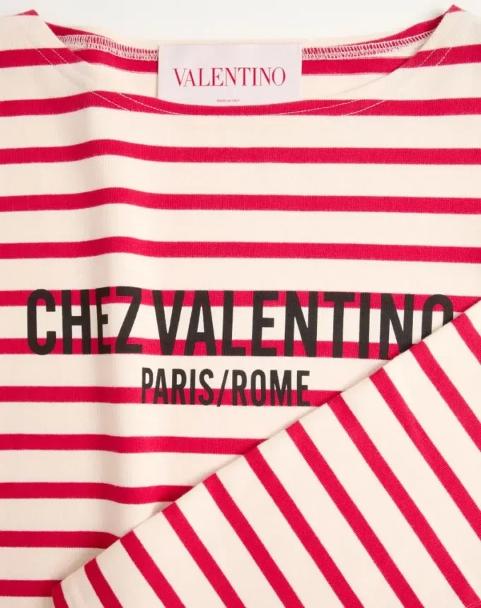CAMISETA DE MANGA LARGA DE ALGODÓN CON ESTAMPADO CHEZ VALENTINO