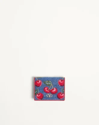 Cartera de denim Vlogo Signature con bordado Cherryfic