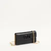Cartera de piel de becerro granulada con cadena y logotipo Vlogo Cartera de piel de becerro granulada con cadena y logotipo Vlogo