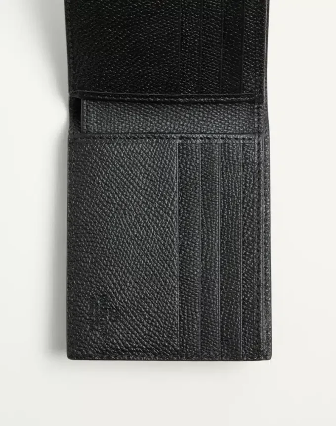 Cartera de piel de becerro granulada con detalle VLogo Signature