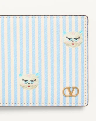 Cartera Valentino Garavani Vlogo Signature en piel de becerro granulada con estampado Le Chat De La Maison