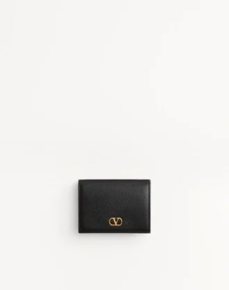 Cartera VLogo Signature de piel de becerro granulada