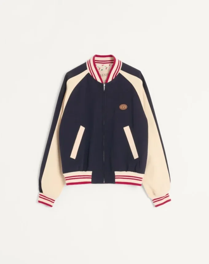 Cazadora bomber de lana y algodón con el logotipo VLogo y el parche Le Chat De La Maison
