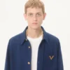Chaqueta camisa de gabardina de algodón Valentino con VGold