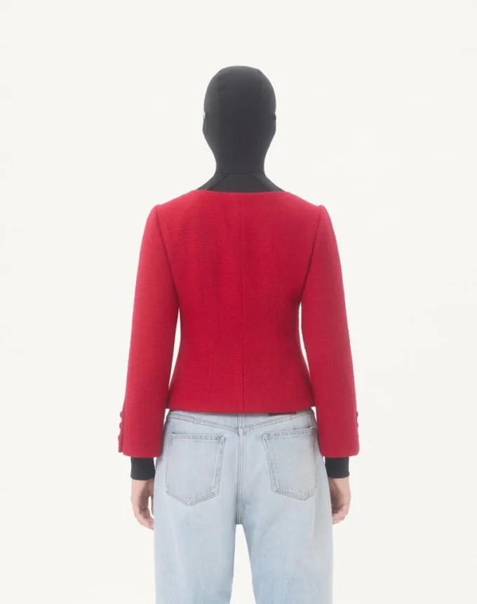 Chaqueta corta de tweed de lana liso Chaqueta corta de tweed de lana liso
