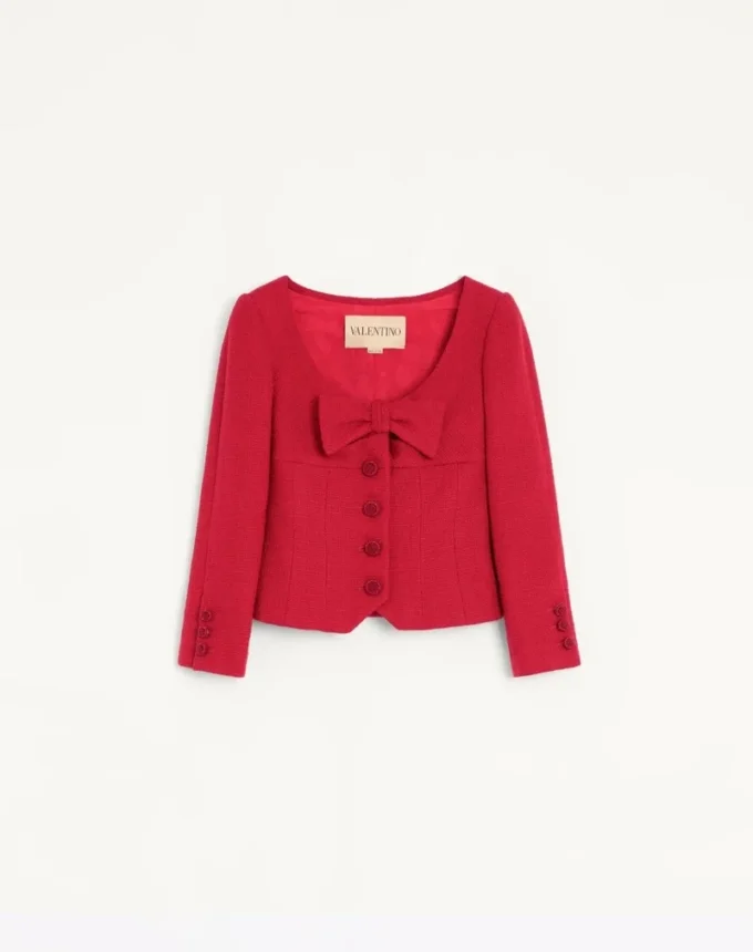 Chaqueta corta de tweed de lana liso Chaqueta corta de tweed de lana liso