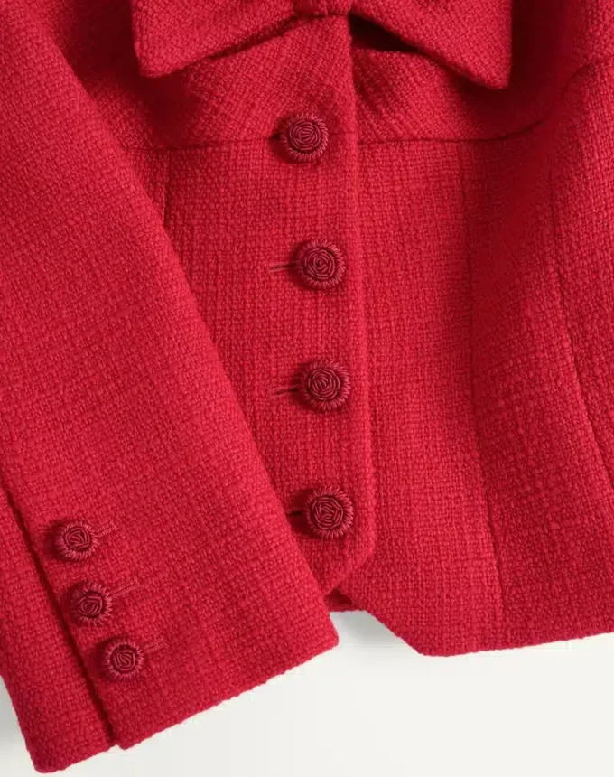 Chaqueta corta de tweed de lana liso Chaqueta corta de tweed de lana liso