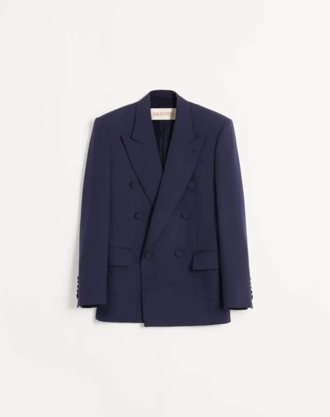 Chaqueta cruzada de gabardina de lana Chaqueta cruzada de gabardina de lana