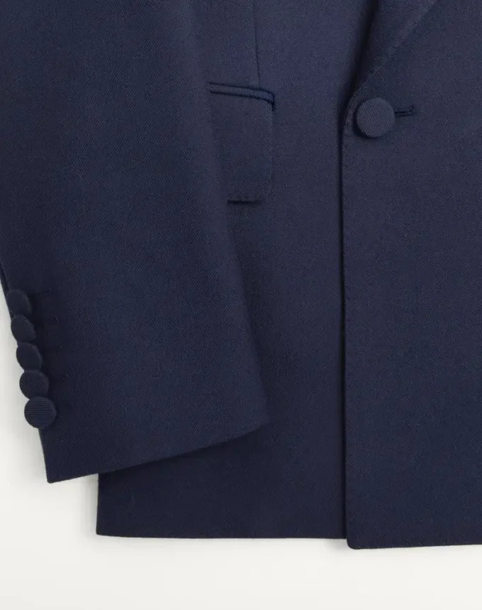 Chaqueta cruzada de gabardina de lana Chaqueta cruzada de gabardina de lana