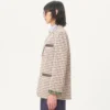 Chaqueta de algodón de un solo pecho con estampado de cuadros y bordes estampados