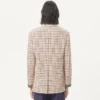 Chaqueta de algodón de un solo pecho con estampado de cuadros y bordes estampados