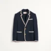 Chaqueta de algodón jersey de botonadura sencilla con ribete torchon