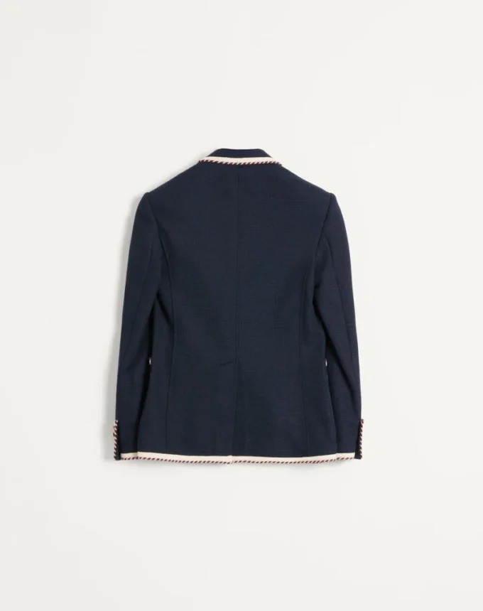 Chaqueta de algodón jersey de botonadura sencilla con ribete torchon