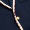 Chaqueta de algodón jersey de botonadura sencilla con ribete torchon
