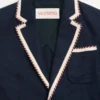 Chaqueta de algodón jersey de botonadura sencilla con ribete torchon