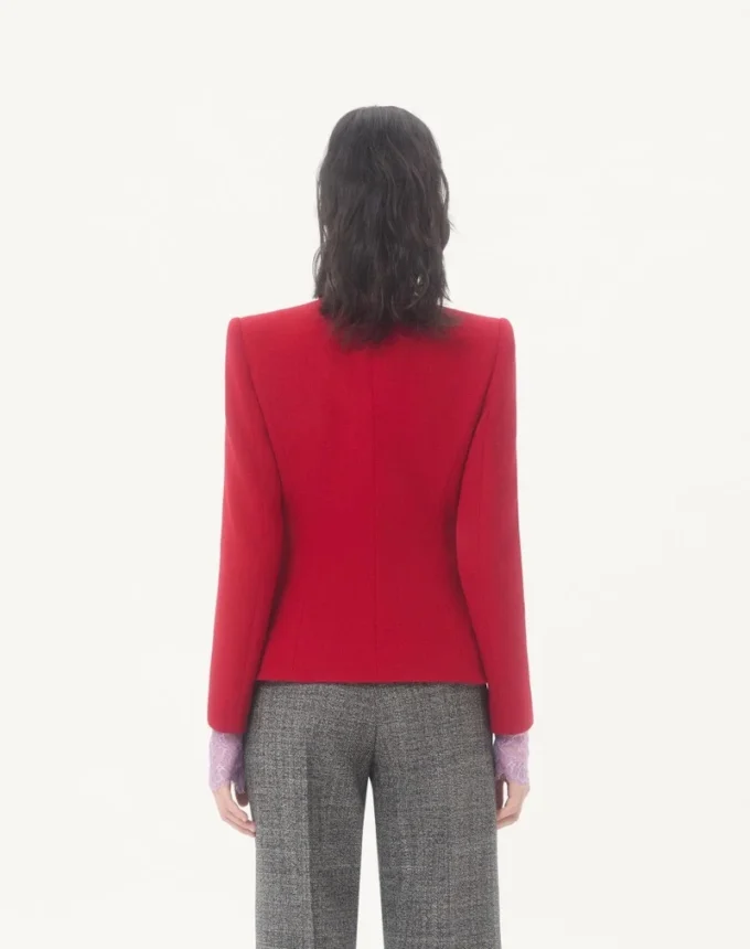 Chaqueta de crepé de lana con lazo en contraste Chaqueta de crepé de lana con lazo en contraste