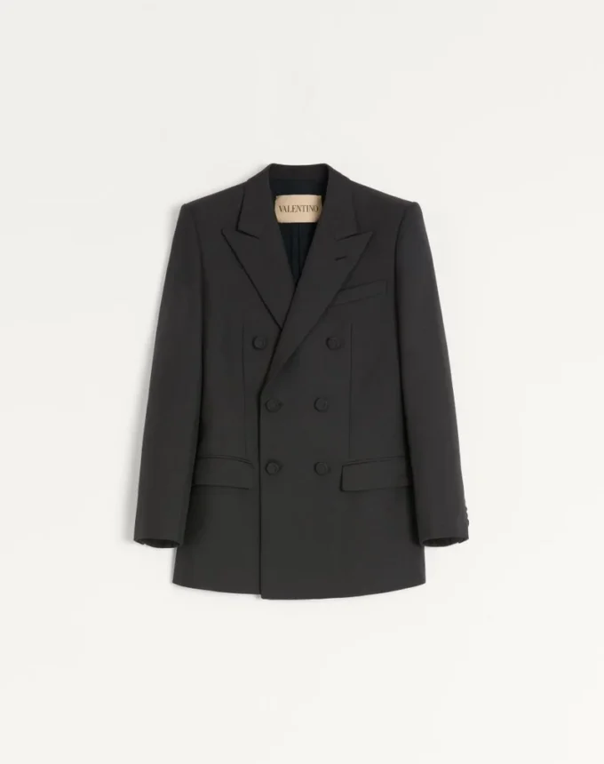 Chaqueta de gabardina de lana cruzada de Valentino