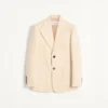 Chaqueta de gabardina de lana de botonadura sencilla