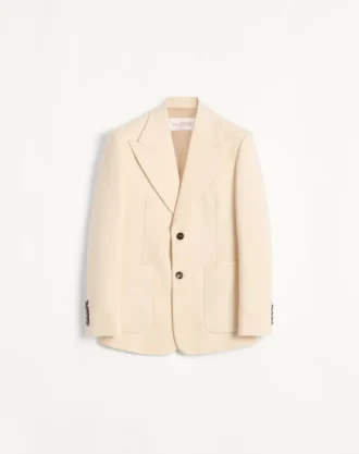 Chaqueta de gabardina de lana de botonadura sencilla