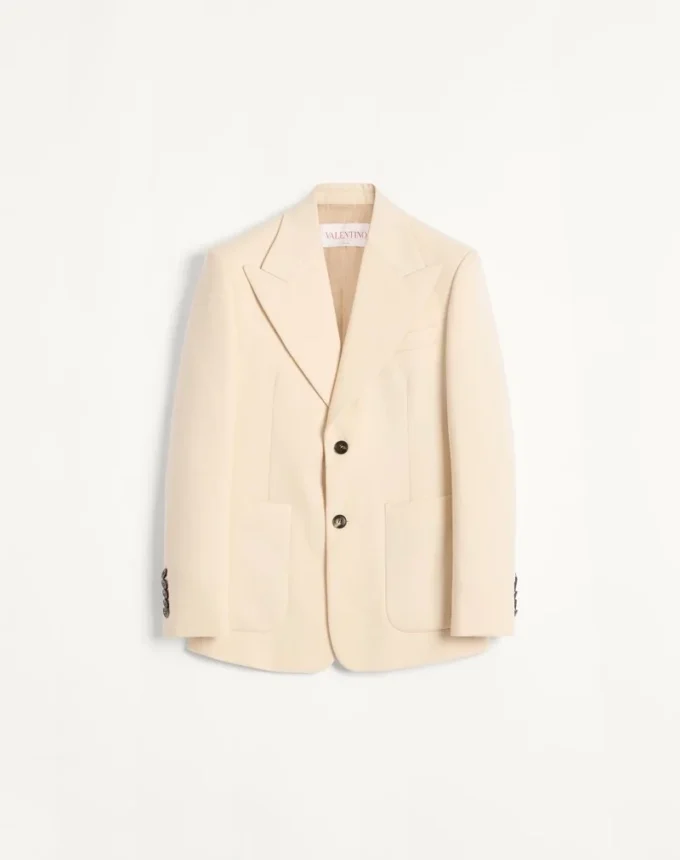 Chaqueta de gabardina de lana de botonadura sencilla