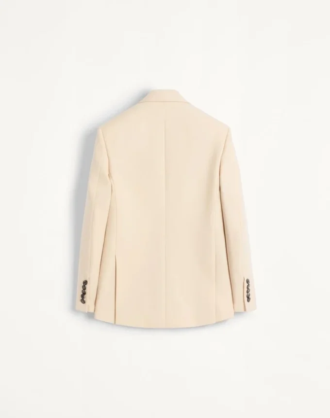 Chaqueta de gabardina de lana de botonadura sencilla