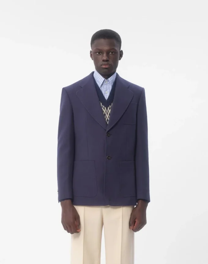 Chaqueta de gabardina de lana de botonadura sencilla Chaqueta de gabardina de lana de botonadura sencilla