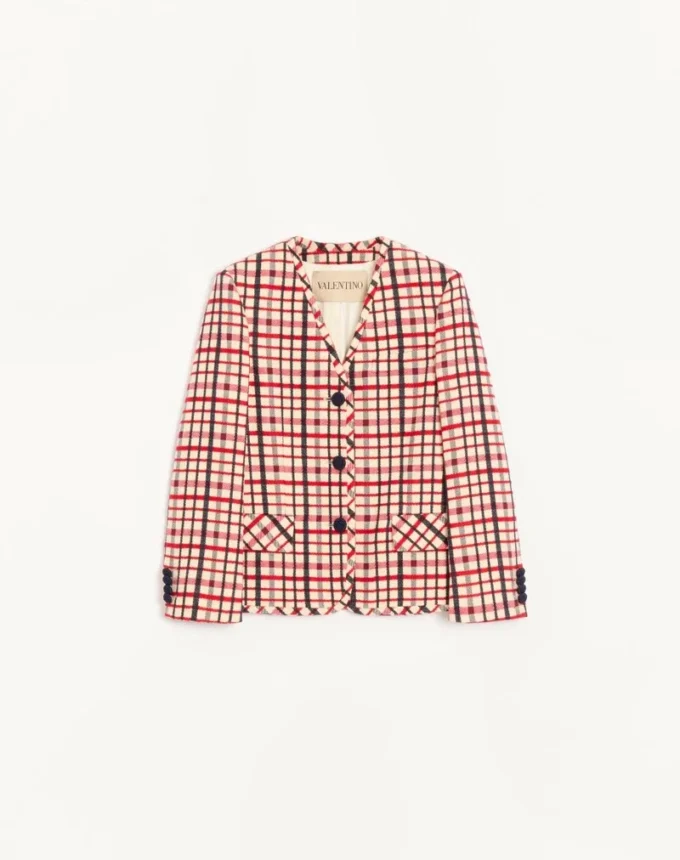 Chaqueta de lana con estampado de cuadros Chaqueta de lana con estampado de cuadros
