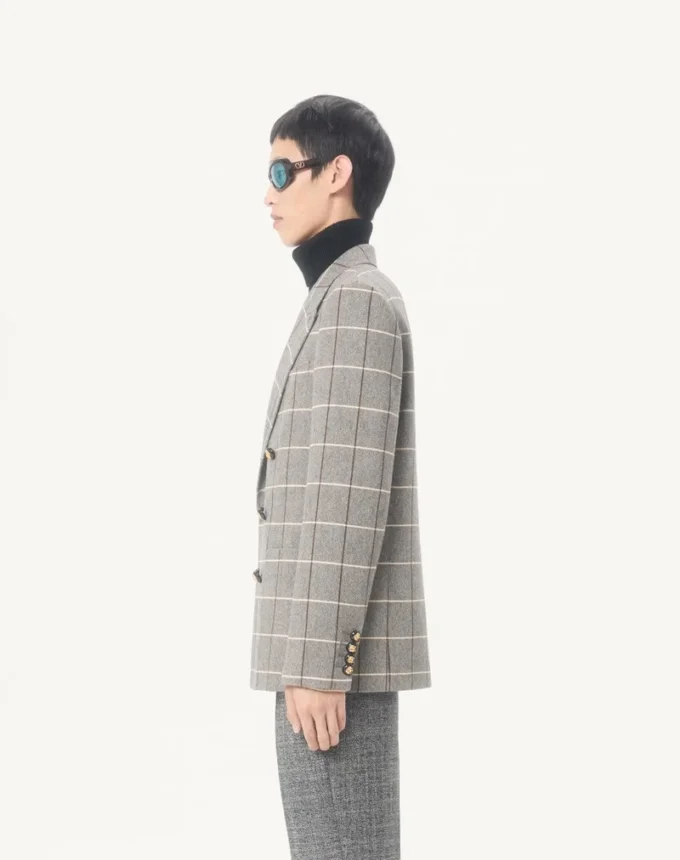 Chaqueta de lana cruzada con estampado de cuadros de Valentino