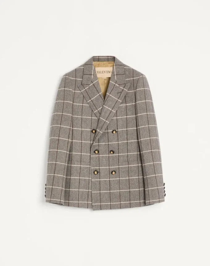 Chaqueta de lana cruzada con estampado de cuadros de Valentino
