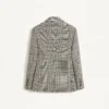 Chaqueta de lana de botonadura sencilla con estampado de cuadros en pata de gallo Chaqueta de lana de botonadura sencilla con estampado de cuadros en pata de gallo