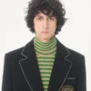 Chaqueta de lana de botonadura sencilla con parche Valentino