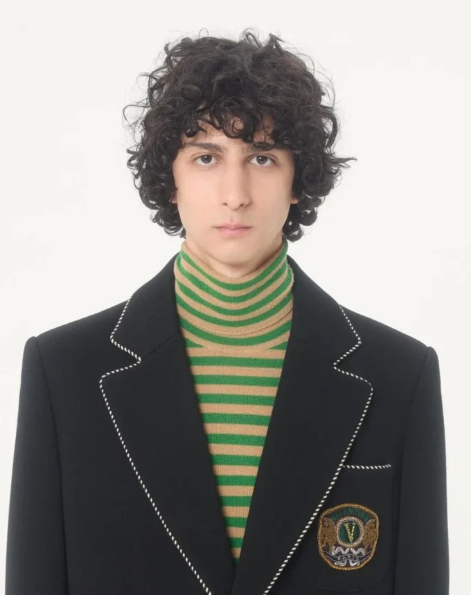 Chaqueta de lana de botonadura sencilla con parche Valentino