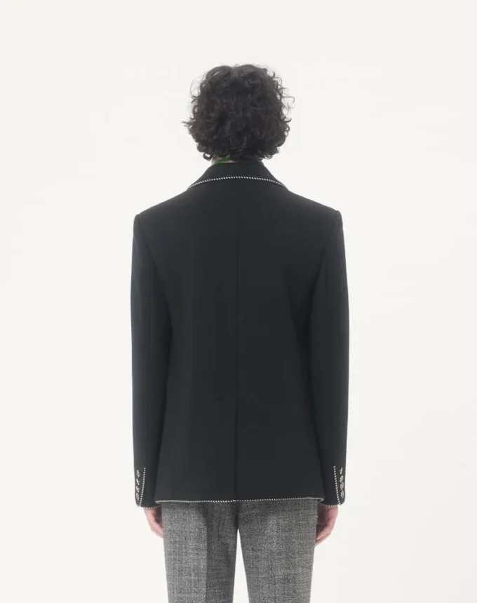 Chaqueta de lana de botonadura sencilla con parche Valentino
